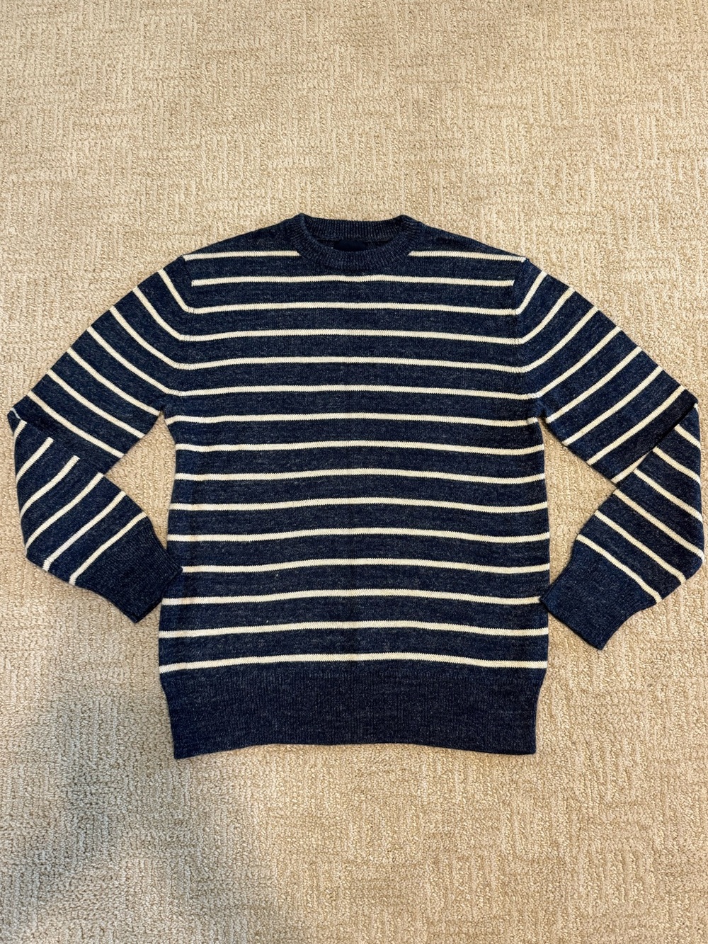 NWT GAP Navy and Cream Striped Crewneck Sweater (L/10)